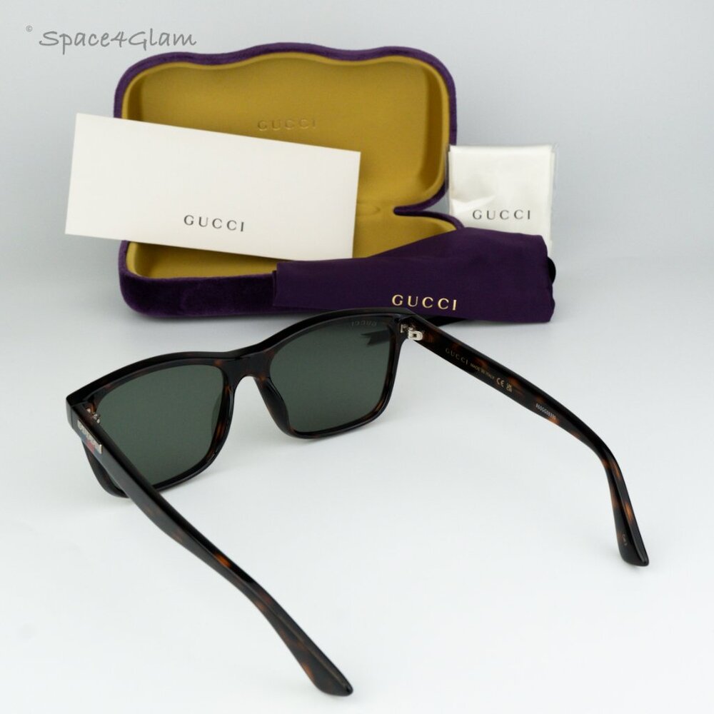 BRAND NEW Gucci GG0746S 003 Havana Green Rectangle Unisex Sunglasses GG 0746S - Picture 6 of 7